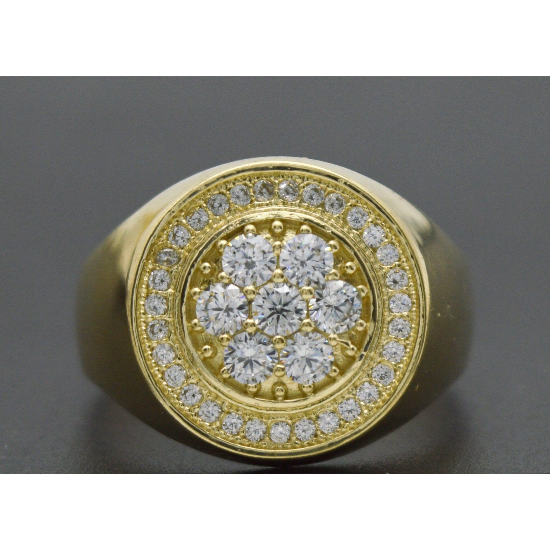 Real Solid 10k Yellow Gold Mens Round Micro Pave Cz Ring All Sizes 172mm 601$